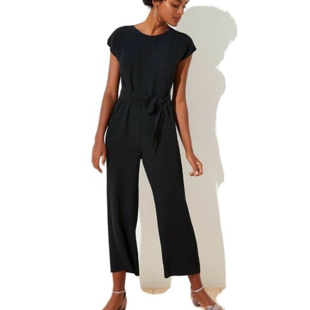 LOFT V-Back Tie Waist Jumpsuit